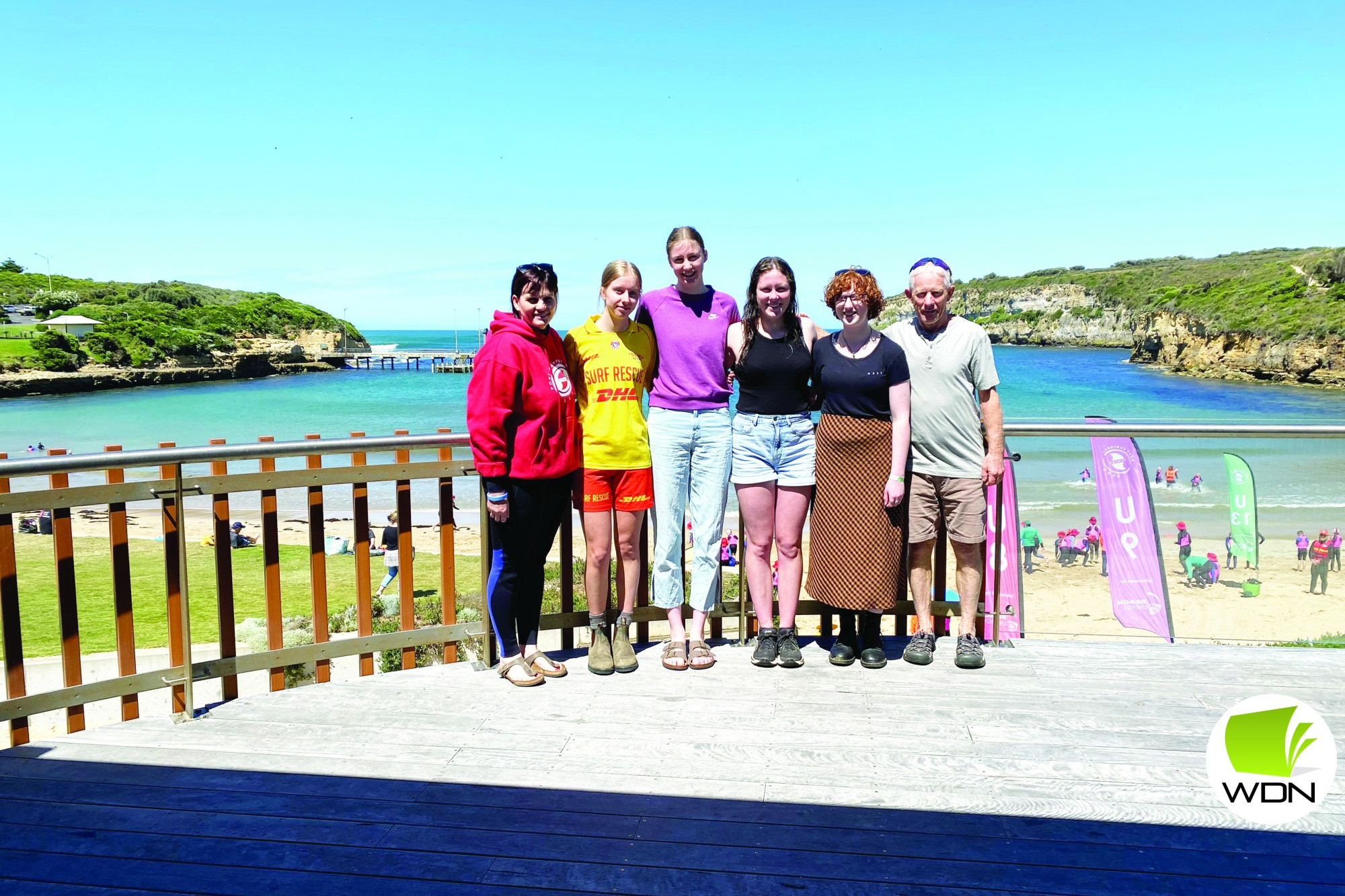 Scholarships awarded: Port Campbell SLSC vice-president Rebecca McAuliffe, Alysa Hibburt, Susanna Ryan, Rachel Morden, Willow Smith and Chris Hibburt.