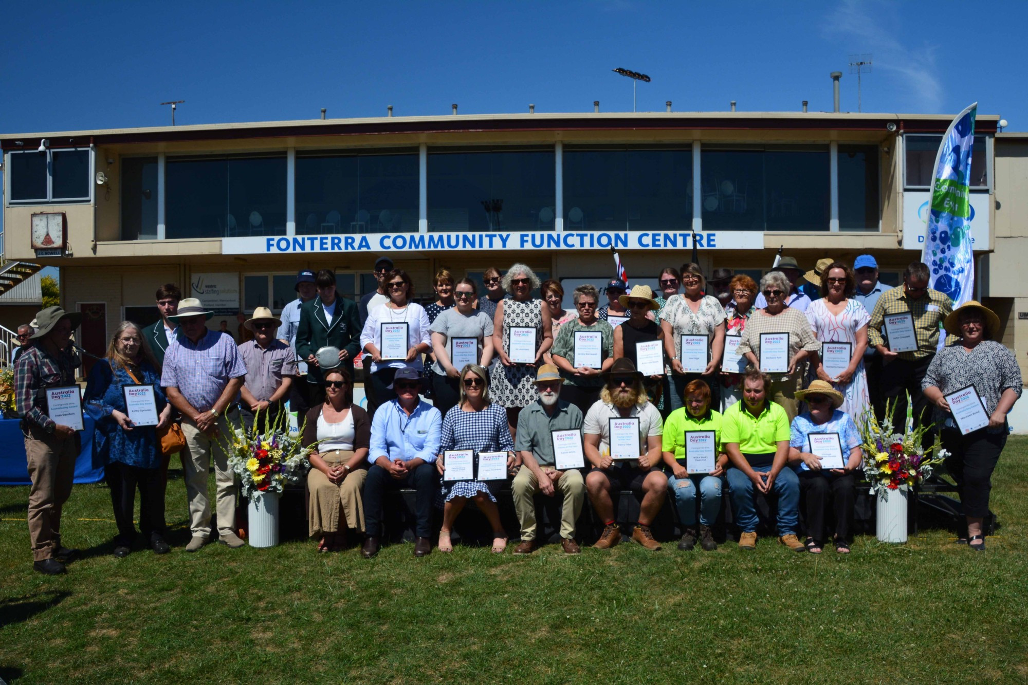 Congratulations: More than 40 Corangamite Shire residents were recognised with awards at council’s annual Australia Day celebration held at the Cobden Community Bank Recreation Reserve on Wednesday.