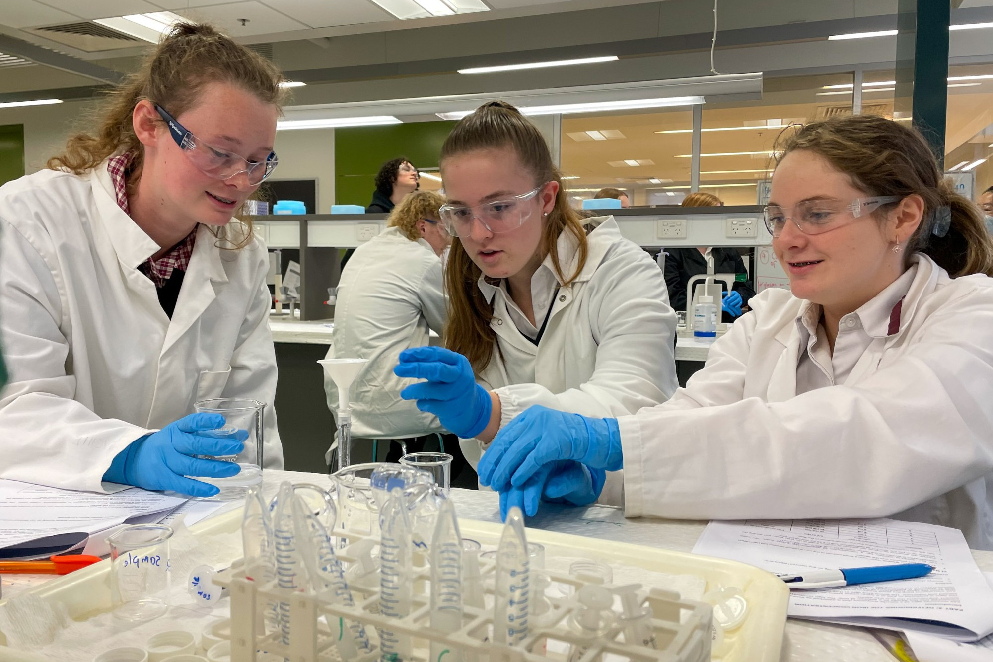 Hands-on: MRC students took part in a laboratory workshop at the University of Melbourne recently.