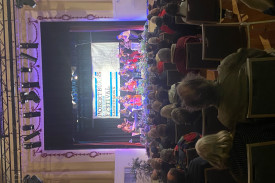 An eager crowd enjoys headline act The Fiddle Club. 
