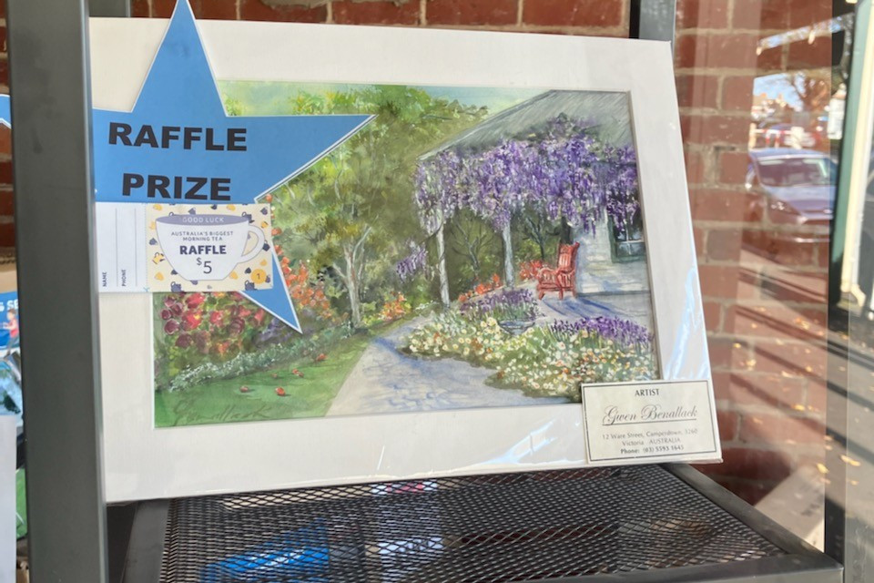 Fundraiser: A painting donated by local artist Gwen Benallack will be raffled off at next week’s Camperdown Business Network’s Biggest Morning Tea.
