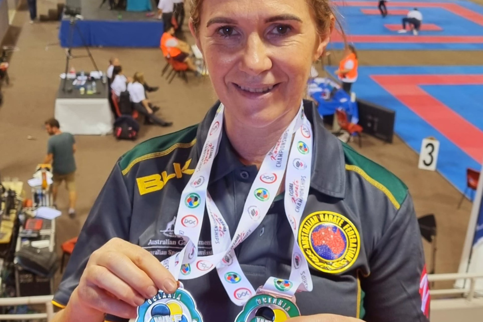 Terang sensei Jill Cole came third in both the kata and kumite disciplines at the Oceania Karate Cup in Noumea last weekend.