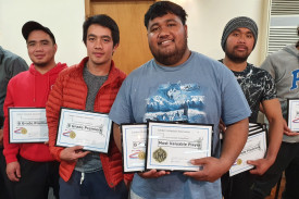 B grade premiers Cooriemungle Bulls – Ike (left), Ron, Jetro, Luis, Emmanuel and Danding. 