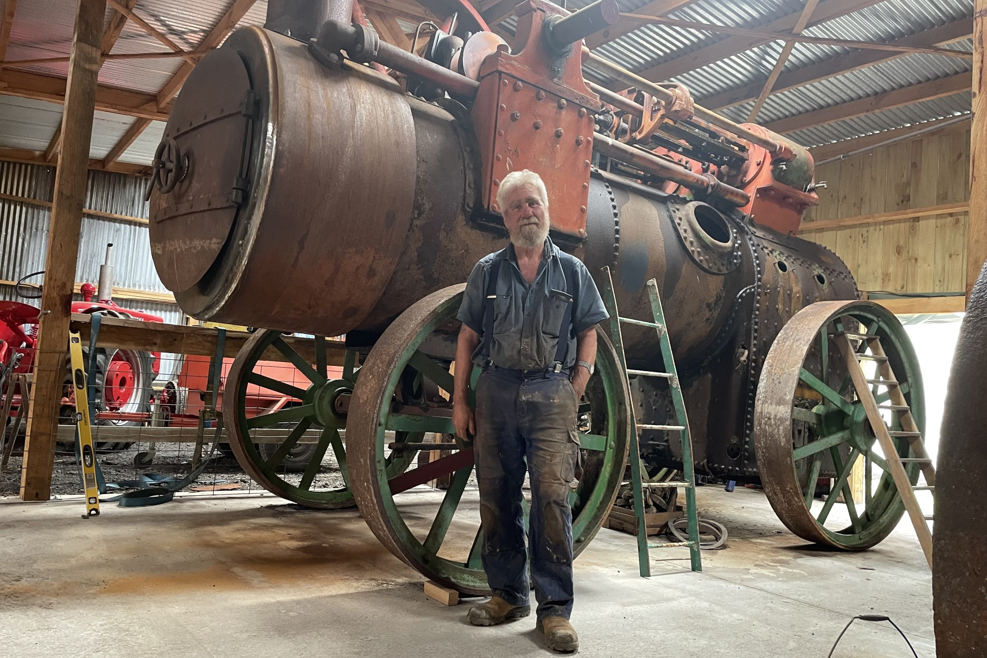 History on show: South Western District Restoration Group secretary John Brown shows off one of two of the largest portable Robey steam engines which will be on display at the annual Cobden Vintage Rally this weekend.