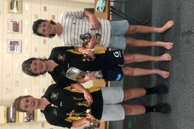 Club award winners (l-r) Lachlan Coutts (best batting average), Angus Stewart (Cricketer of the Year) and Xavier Coutts (best bowling average). 
