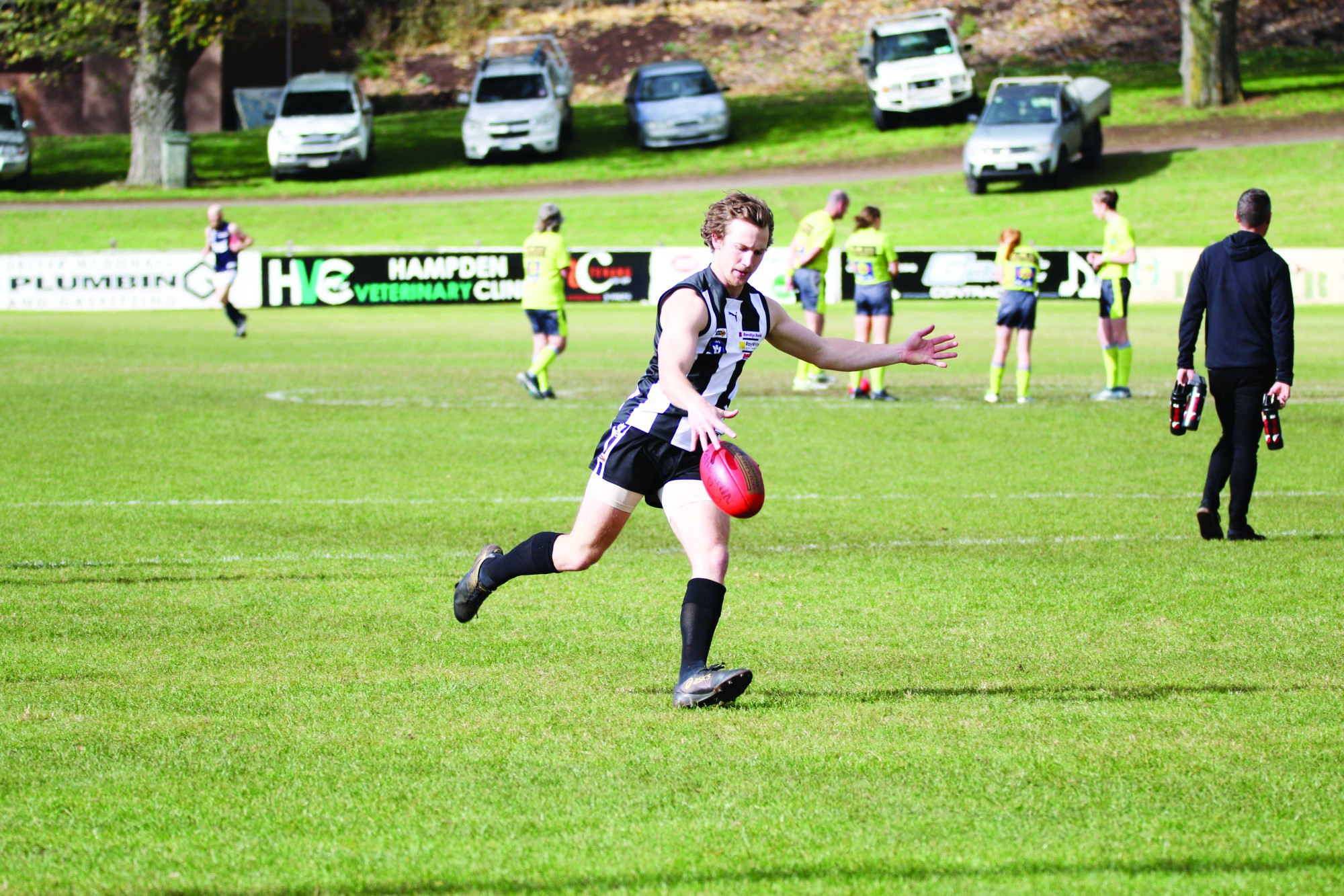 Right: Cameron Spence was the Magpies’ best player in a difficult game against Portland.