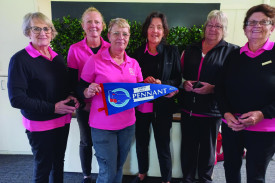 Division two winners Cobden (l-r): Carmel Darcy, Honor Rahles-Rahbula, Sherine Healey, Di McKenzie, Janice Stephens and Rhonda Alexander. 