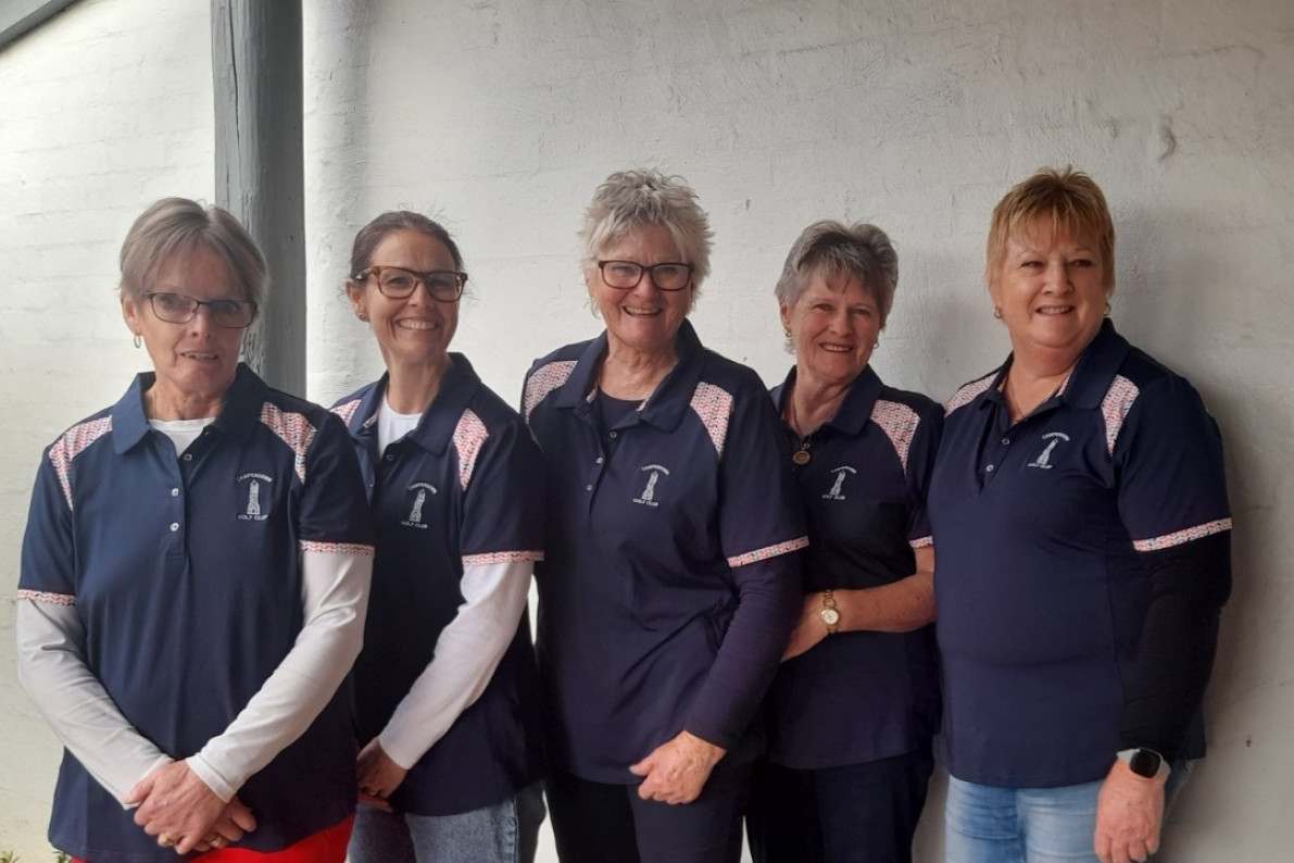 Camperdown division three pennant winners (l-r) Ruth Skene, Leah Cheeseman, Jeanette Lambell, Doreen Horan and Jenny Hillman.