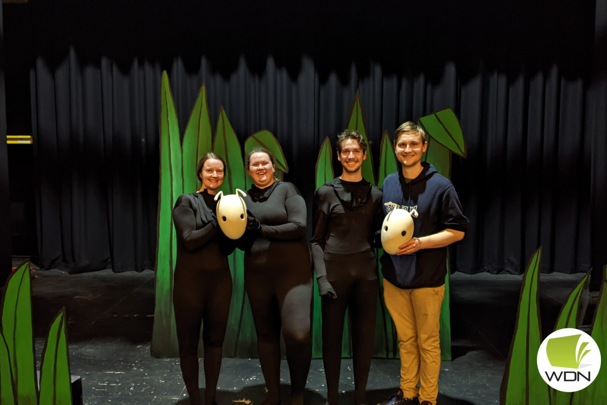Learning experience: Camperdown Theatre Company members Louise Rothman, Stacey James, Demby McKenzie and Toby McKenzie on-set during a film screening in Camperdown.