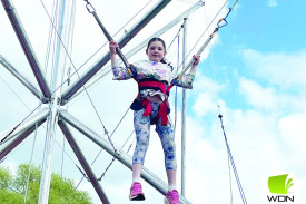 Camperdown’s Amber Narik gets a birds eye view of the show from the bungee jump. 