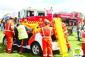 Camperdown SES volunteers put on a road rescue display. 