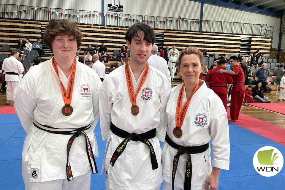 Chelsea Wright, Tobi Cole and Jill Cole combined to take home bronze in the team kata event.