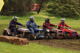 Competitors line up at the return of the Camperdown College Mow-Down over the weekend. 