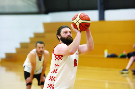 Eddie Lucas lines up at the free throw line.