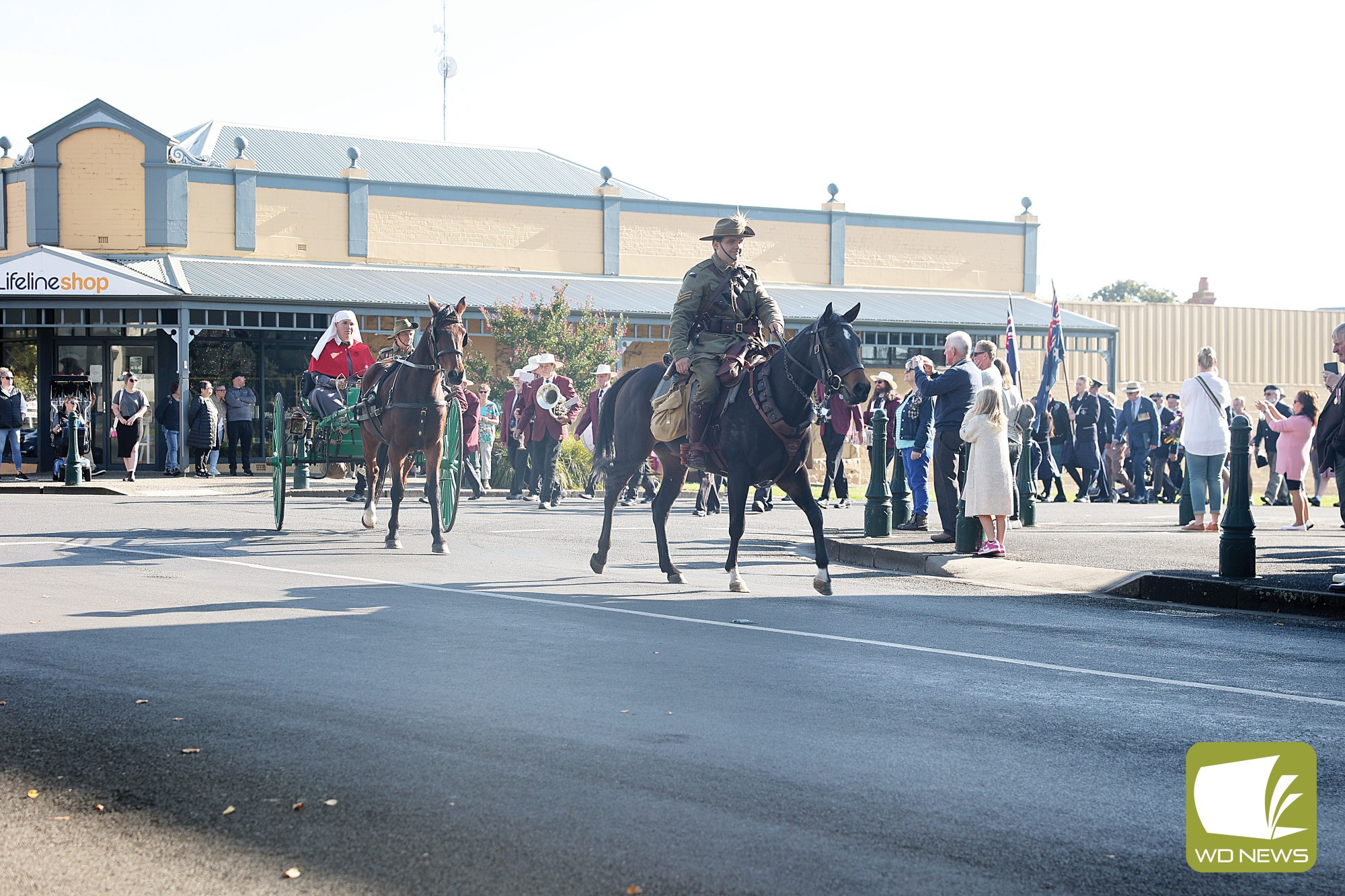 A solemn march: Community groups, led by the Camperdown Light Horse, marched down Little Manifold Street.