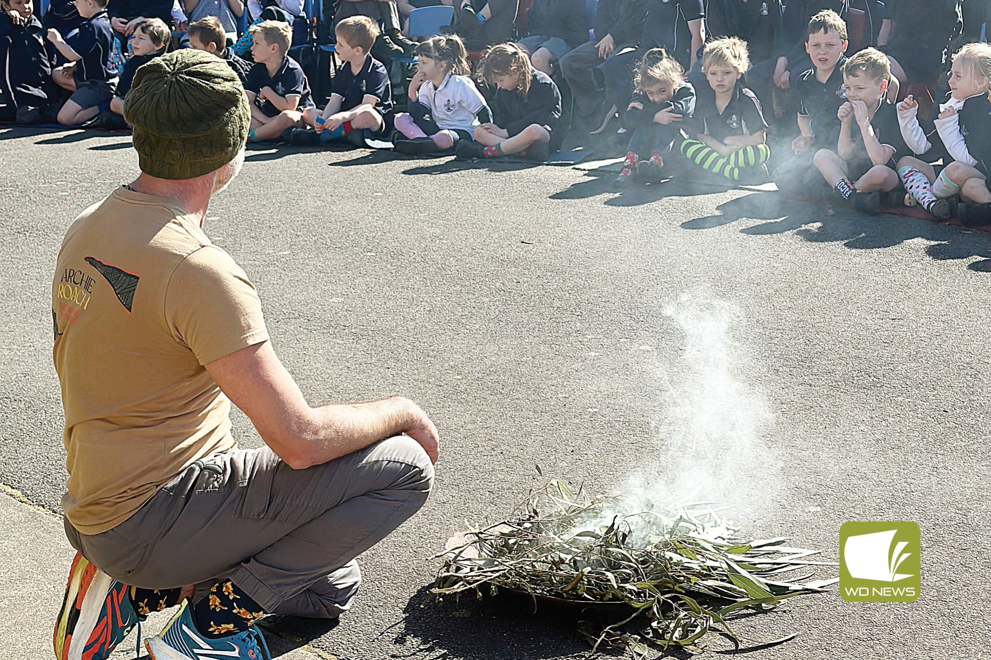 Indulging in culture: Camperdown College students took part in a smoking ceremony as part of World Indigenous Day celebrations last Wednesday.