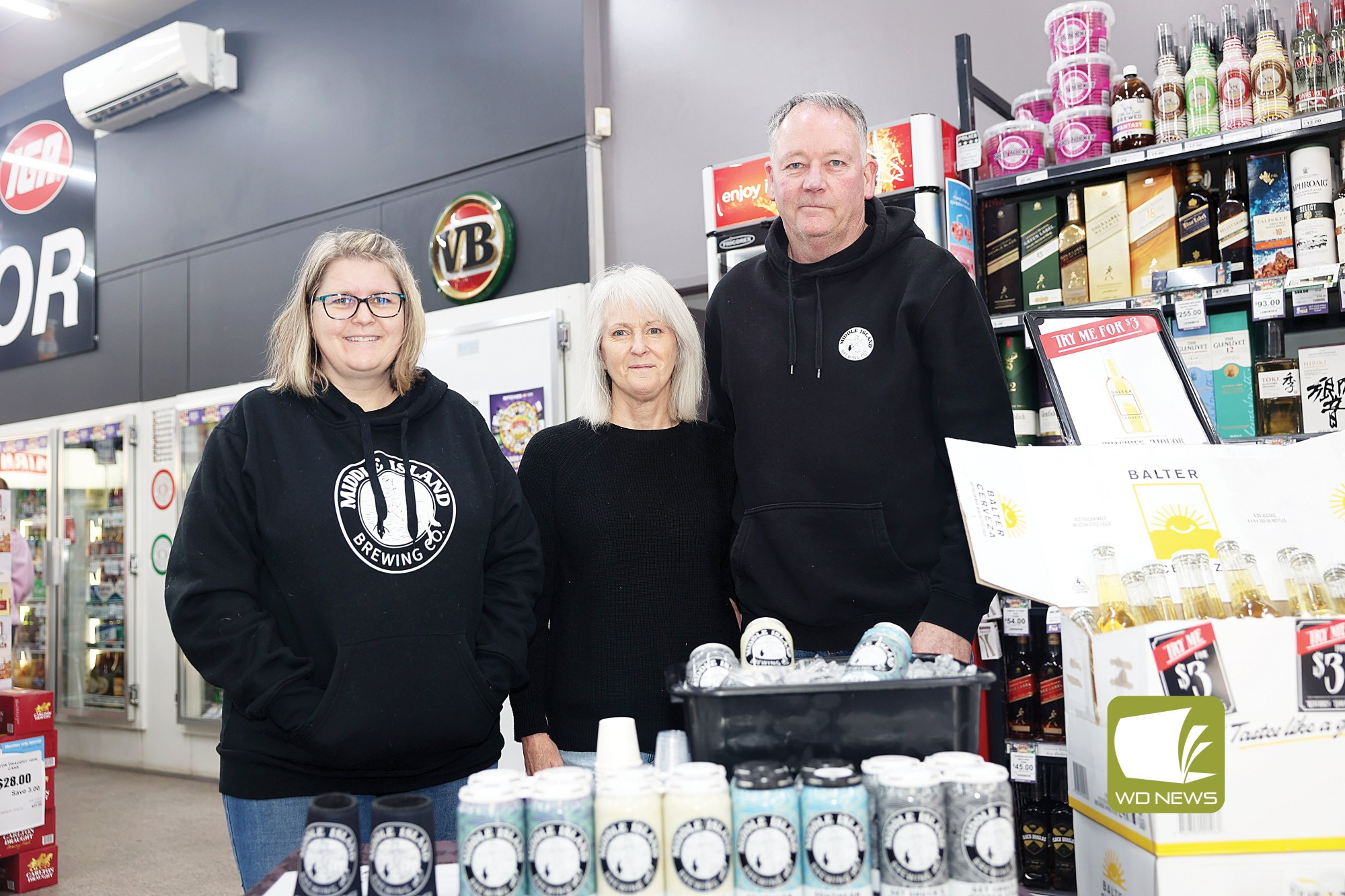 “It’s a good start for us”: Middle Island Brewing Company director Briony Howells, with Simon Adams and Carolyn Adams, are relishing in their victory.