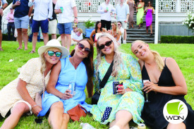 Donna O’Malley, Danelle McVilly, Carly Newcombe and Georgia Walsh take in the views from the grass.. 