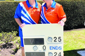 Camperdown Bowls Club ladies club championship winner Vicki Brebner and runner-up Maria van Someren. 