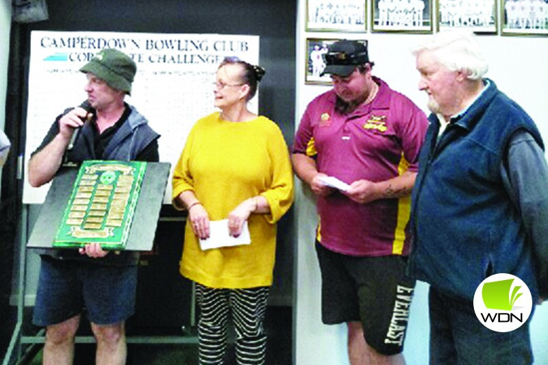 Members of the Lismore Roaders celebrated their win in this year’s Corporate Bowls Challenge.