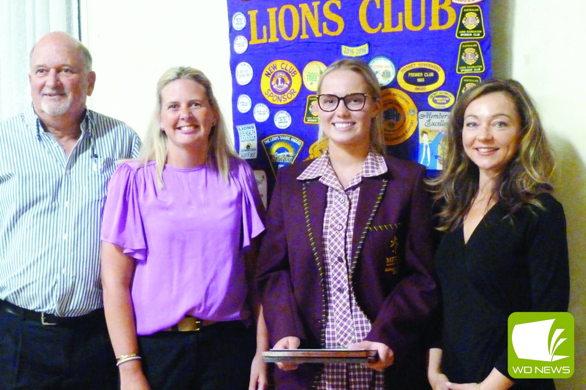 Proud winner: Youth of the Year winner Tahlia Berry of Mercy Regional College, pictured with judges Rob Van den Eynde, Narelle Fitzgerald and Jo Beard.