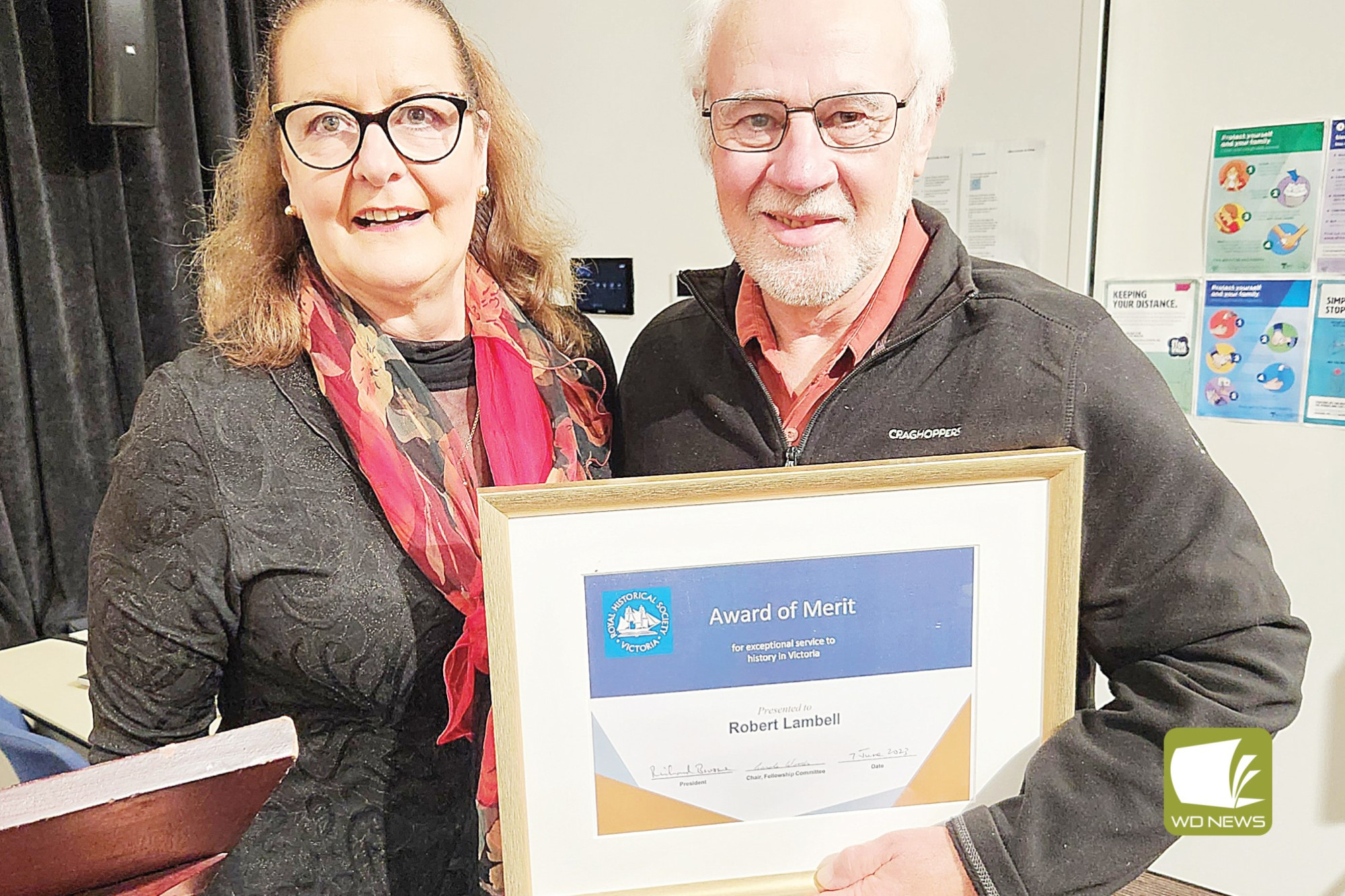 A high honour: Bob Lambell’s work with the Camperdown and District Historical Society was recently honoured.