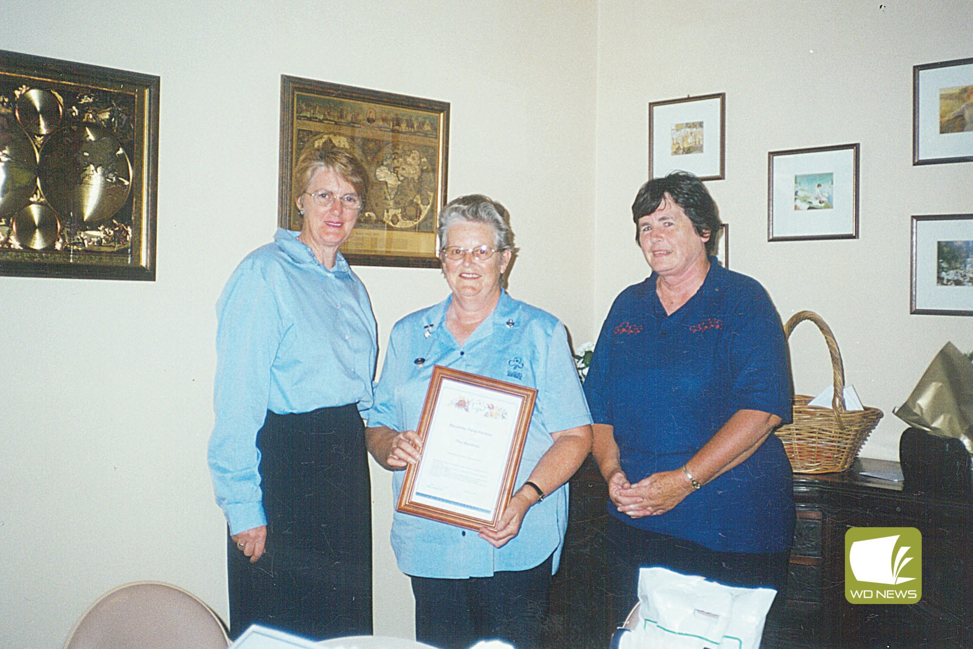 Bev Farquharson receiving the Banksia Award for Meritorious Service to the local area