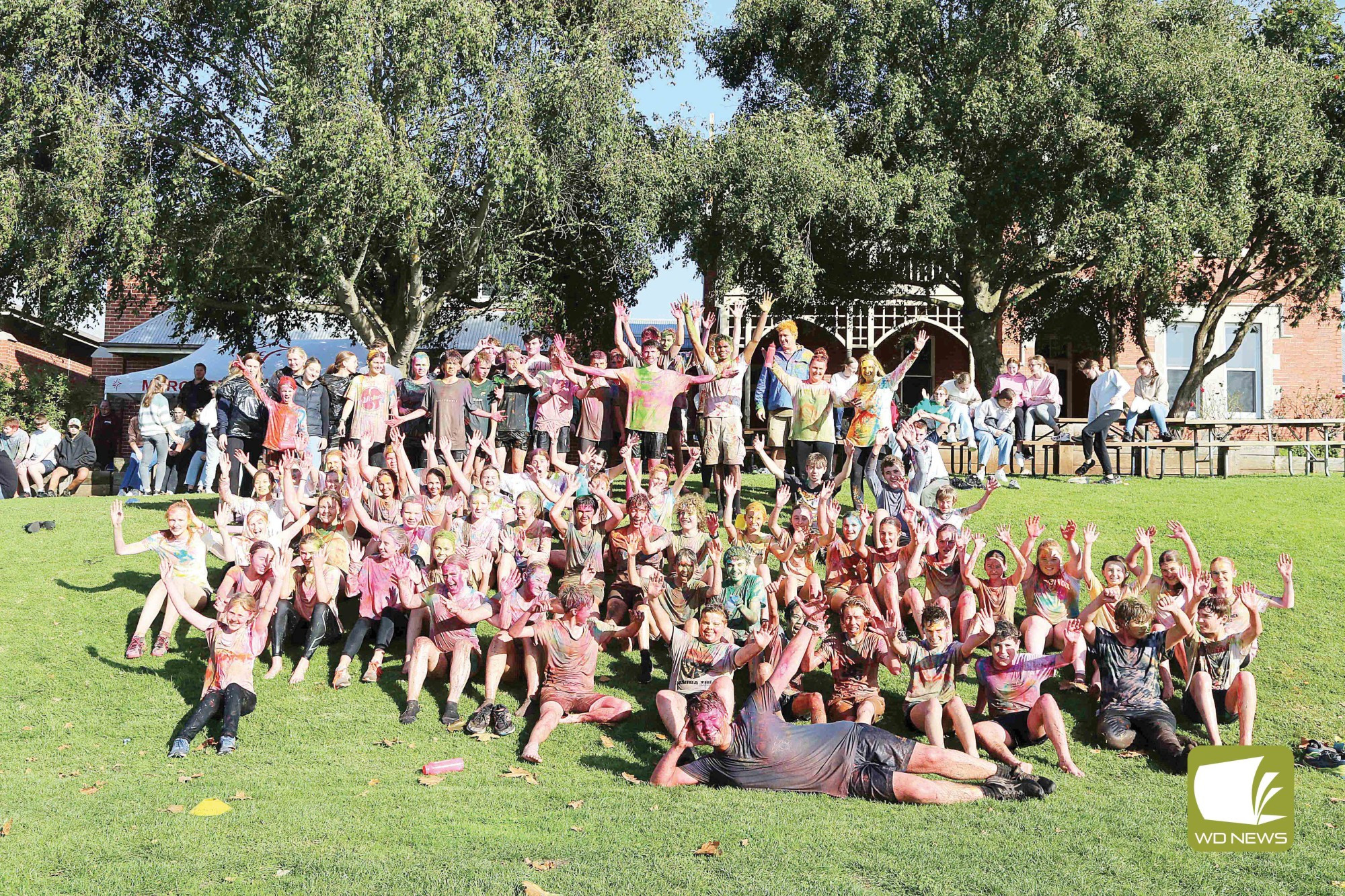 A colourful celebration: Mercy marked its Feast day with various activities, including a colour run on the oval.