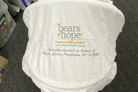 The cot in memory of their precious son Mack who sadly, they said hello and goodbye to in May 2020. 