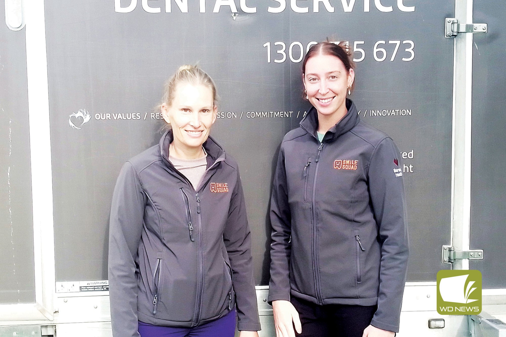 For brighter smiles: Oral Health therapist Natalie Dewing and dental assistant Kelsey Jordan travelled from Geelong to help students look after their teeth.