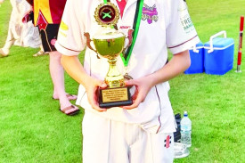 Pomborneit Maroon captain Josh Reynolds with the premiership cup. 