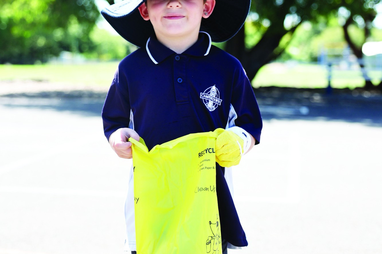 Full bag: Students managed to fill their bags with rubbish as they went around their schools and picked up rubbish.