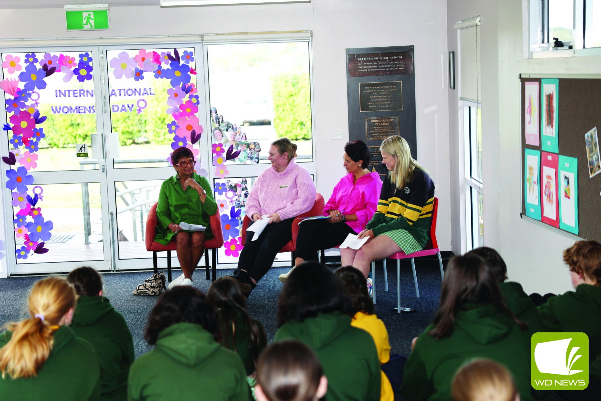 Speaking up: Guest speakers Judi Oakes and Erin Noone presented their stories to the school on Wednesday.