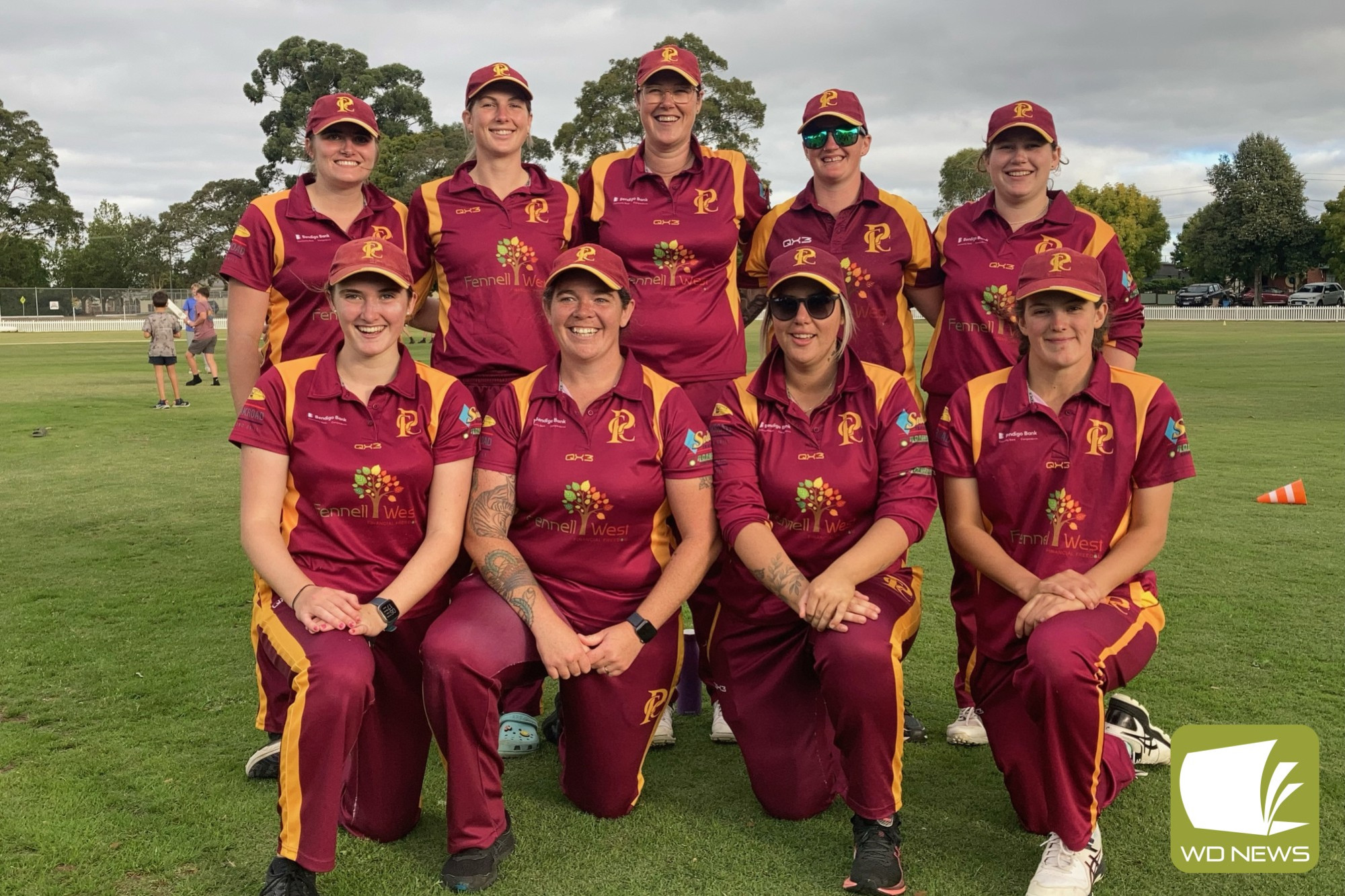 Pomborneit Gold’s grand final team – back row from left: Ella Sadler, Remeny McCann, Jessica Moulden, Rachel Dendle and Neave Thompson. Front: Nellie Sadler, Samantha Coxon (captain), Grace Wilson and Tayla Reynolds.