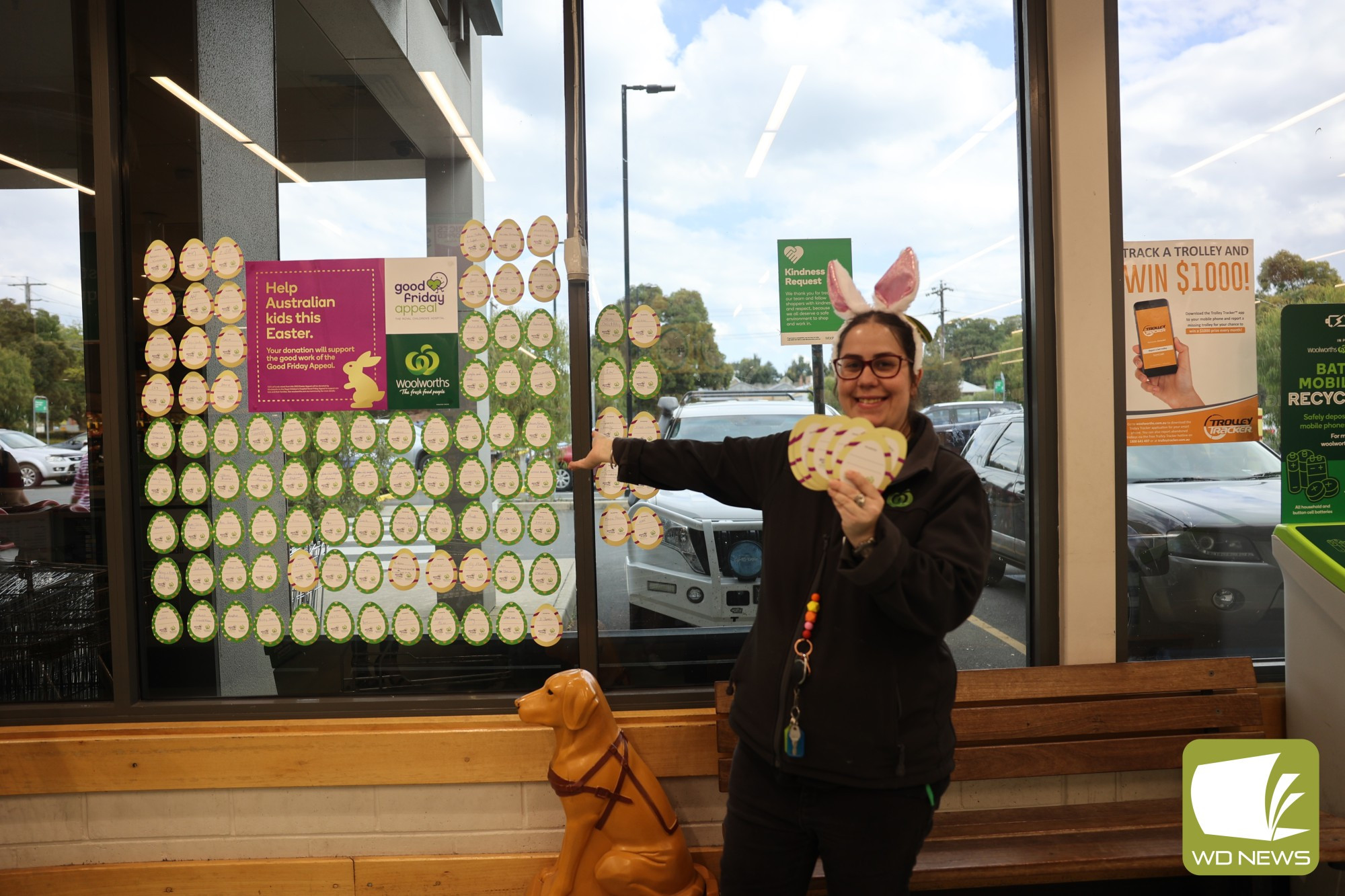 Super seller: Employee Carly O’Dowel with the Good Friday Appeal tokens already sold.