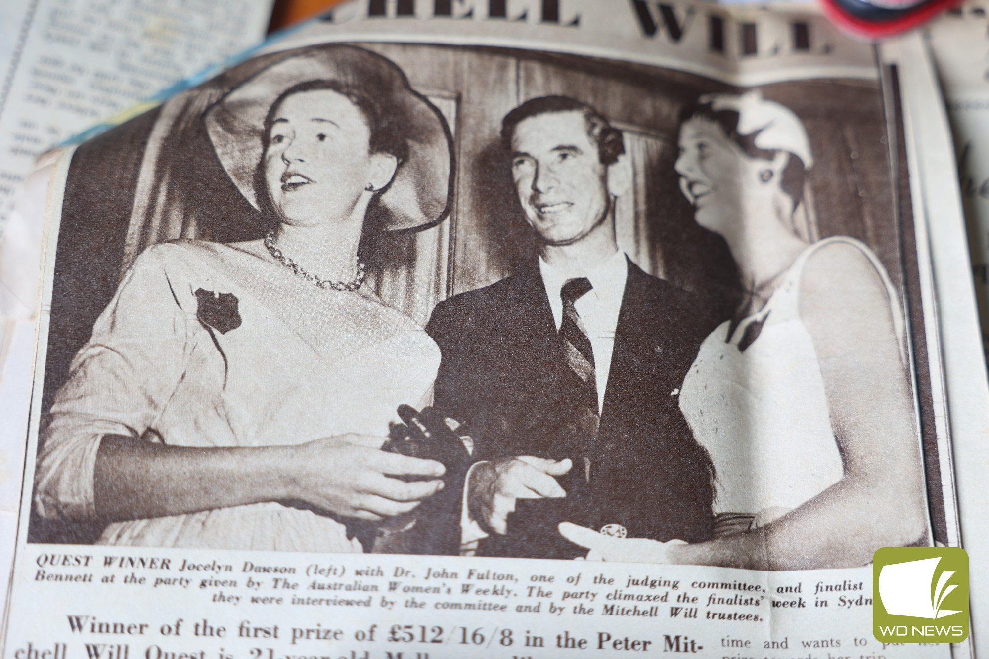 Turning back time: The photo from the original article when Jocelyn Banks won the Peter Mitchell Will Quest in 1955.