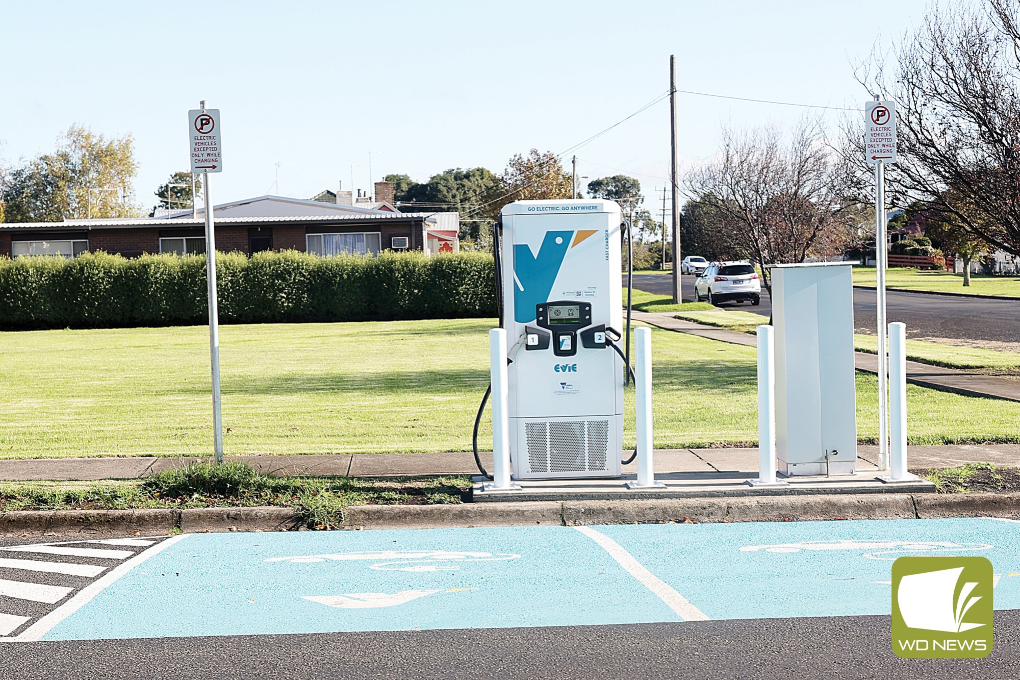 Works completed: Camperdown’s first EV charging station is now installed and operational.