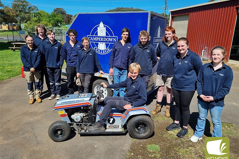 Ready to ride: Camperdown College students are making final tweaks ahead of their annual Mow Down on Saturday.