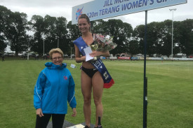 Winner of the Jill McKenzie Women’s Terang Gift, Sienna Fighera, with the lady whose name the race honours. 