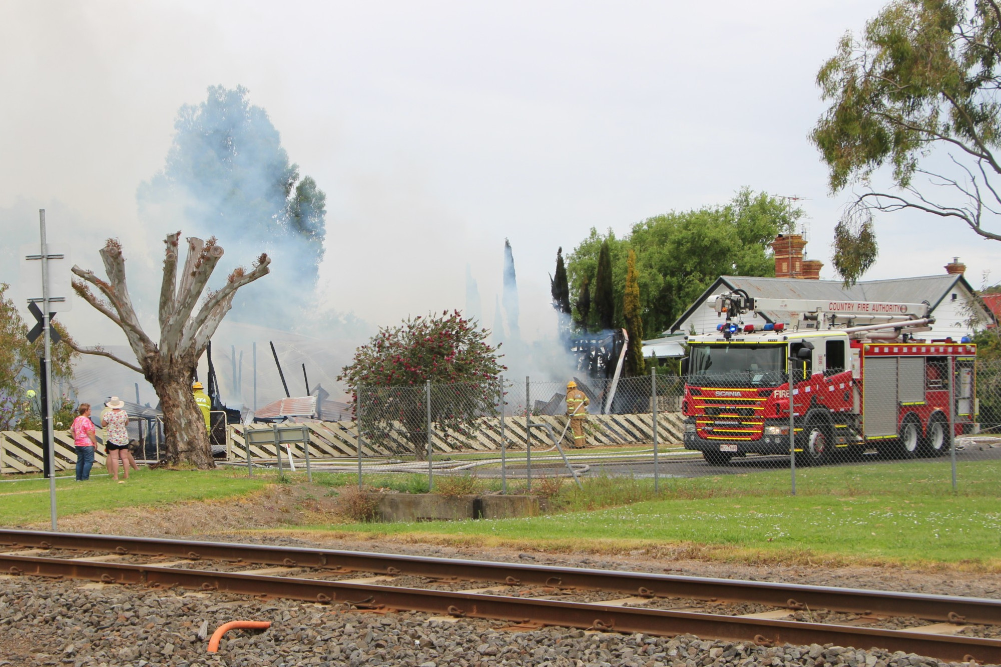 Gutted: CFA crews from across the district did their best but were unable to save a house from being destroyed in Thomson Street on Monday afternoon.