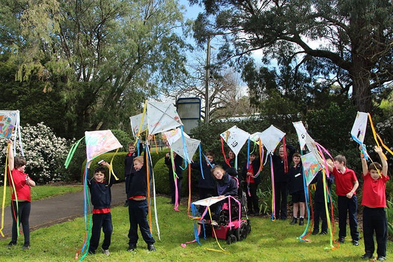 Creativity abundant: Students from the Hampden Specialist School’s junior campus are excited to show off and fly their kite creations alongside a range of attractions at the inaugural Colour Terang Festival next Friday.