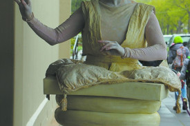 Still life: Visitors to the Terang Civic Hall were met with an unusual sight – a moving statue.