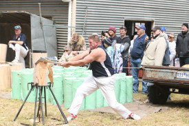 Strength on show: The woodchopping contests were as popular as ever, as competitors battled it out in a range of classes throughout the day. 