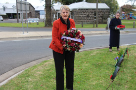 Moyne Shire councillor Jill Parker laid a wreath on behalf of the shire at Mortlake’s War Memorial.