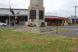 Residents laid wreaths at Terang’s War Memorial on Saturday.