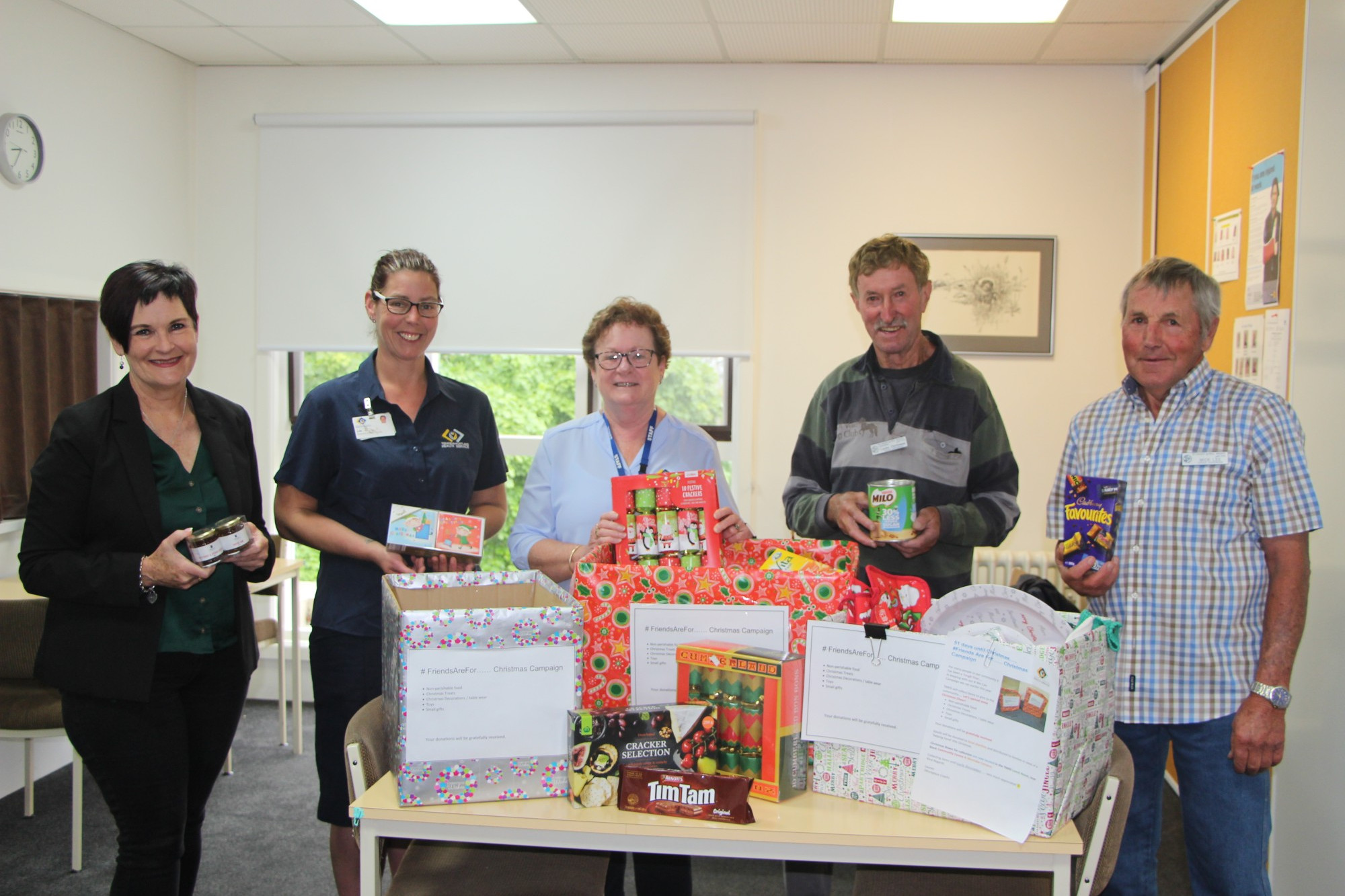 Friends are for: Terang and Mortlake Health Services staff has been busy collecting goods to donate to local families in need this Christmas.