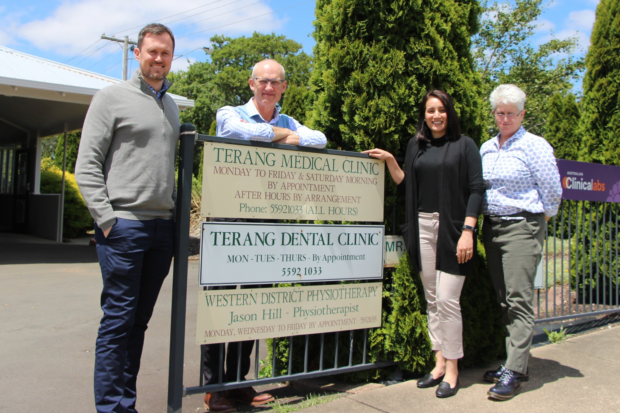New doctors: Terang Medical Clinic GP Dr Timothy Fitzpatrick (second from left) welcomed three new registrar GPs – Brent Venning, Harpreet Dhillon and Linda Anderson – earlier this week for the next 12 months.