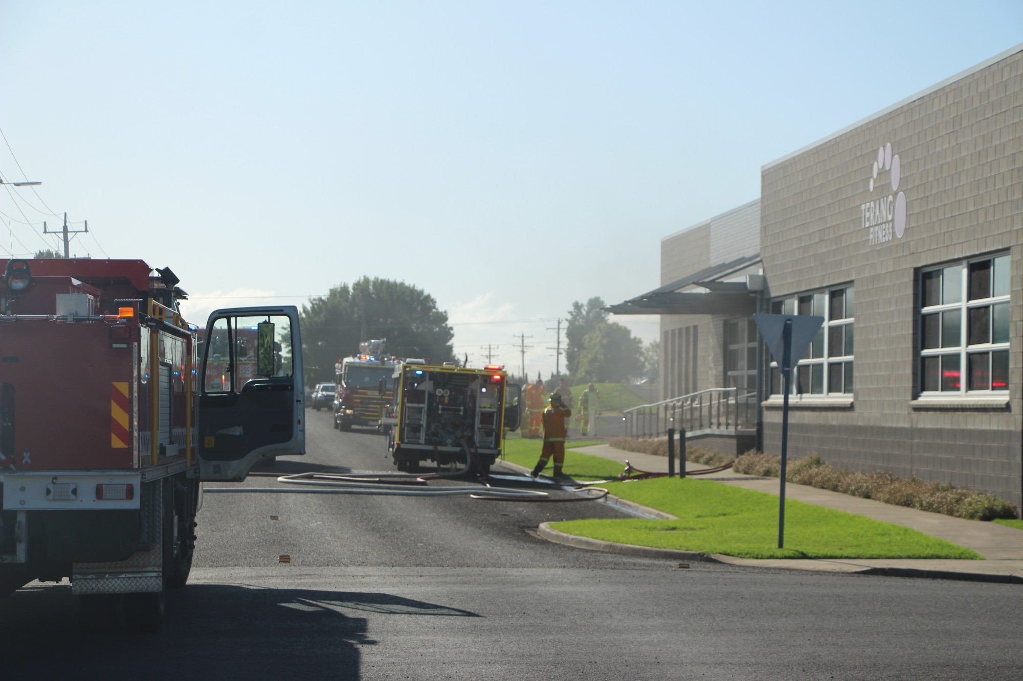 On the scene: Local CFA brigades responded to a fire on Saturday morning at the Terang Sport and Fitness Centre.