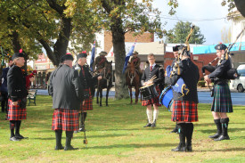 The Terang pipe band drew a crowd for their performance.