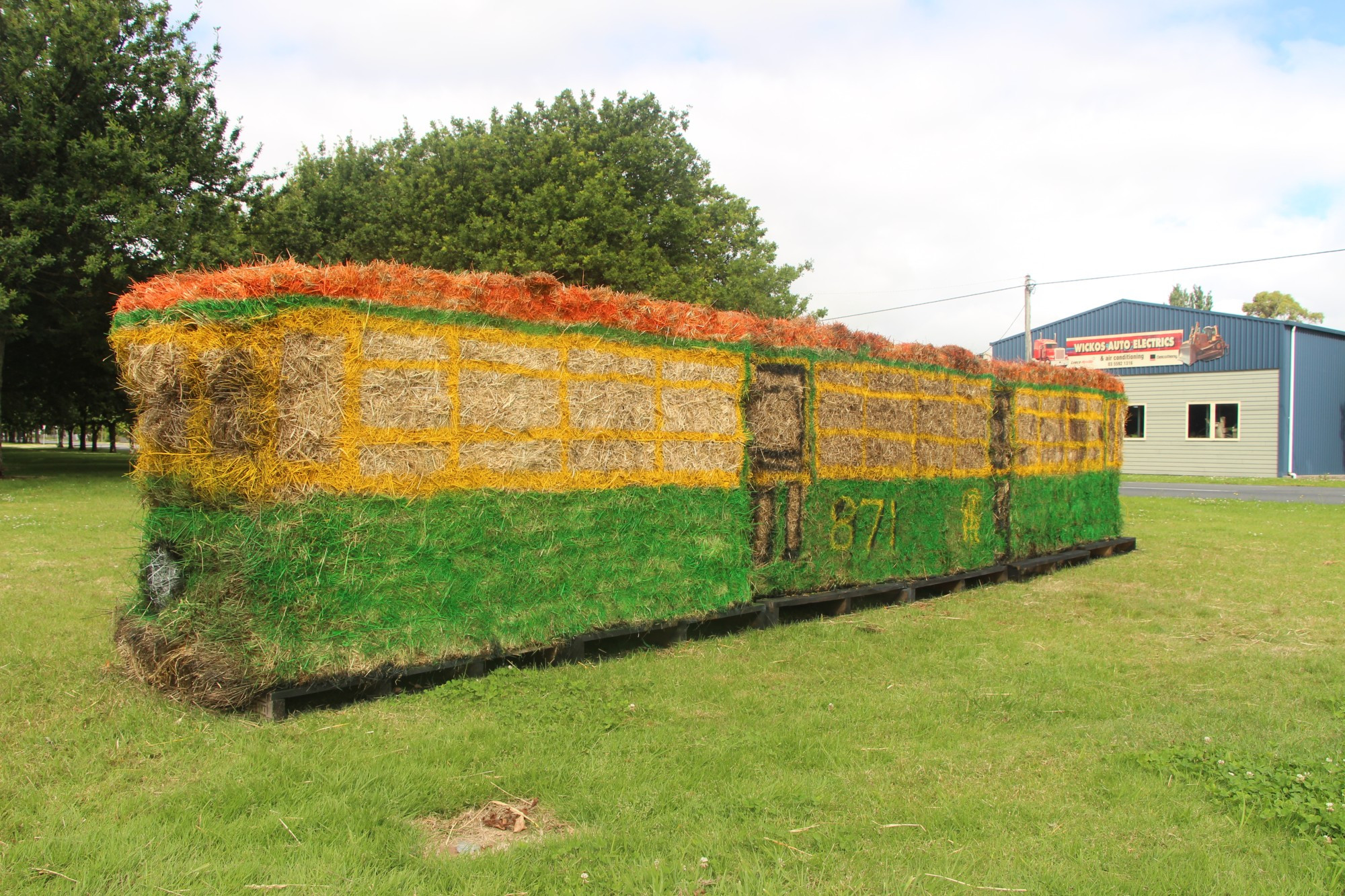 Artistic flair: Locals artists have ensured Terang was part of the Aussie Hay Bale Trail initiative with the creation of a miniature version of the Terang RSL W871 tram.